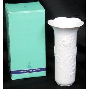 Kaiser Porzellan Flower Vase Rosengarten 622/2 R White Bisque Germany M Frey